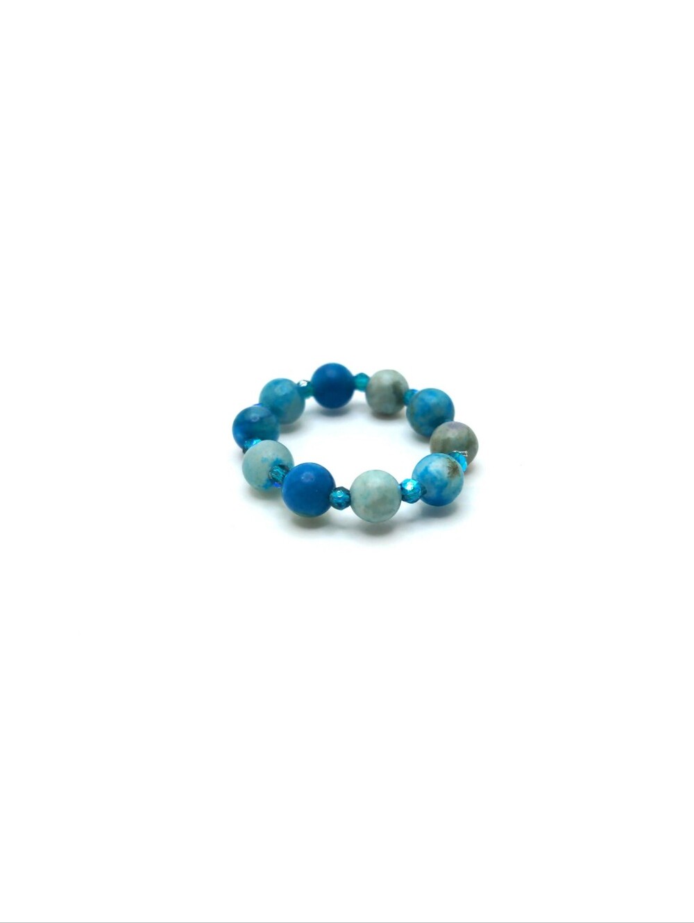 381MIDALANE Blue Stone Bead Ring